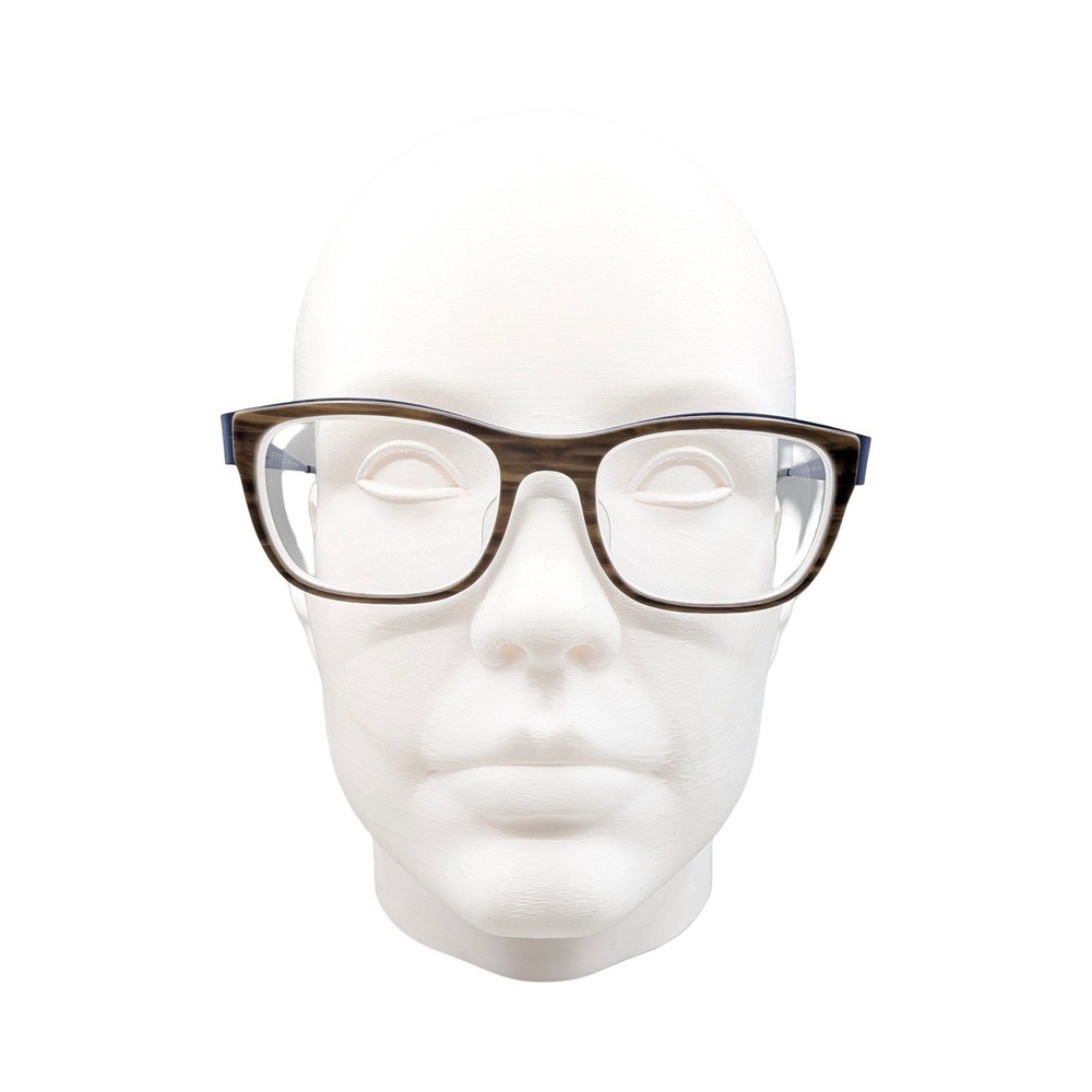 Bevel Rusty 2529 HBM Eyeglasses Blue Brown Woodgrain Full Rim Japan 54-19